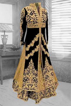 Buy Arabic Wedding Wear - Embroidered Arabic Bridal Outfit - Arabic Bridal Dresses With Embroidered Work of Zardozi, Sequins And Dabka in USA, UK, Canada, Australia Visit Now : www.NameerabyFarooq.com or Call / Whatsapp : +1 732-910-5427 Black Dupatta With Dabka For Reception, Black Dabka Dupatta For Reception, Semi-stitched Gold Anarkali Set With Intricate Embroidery, Gold Semi-stitched Anarkali Set With Intricate Embroidery, Designer Gold Anarkali Set With Embroidery, Gold Anarkali Set With Traditional Drape For Party, Black Floor-length Sharara For Eid, Floor-length Black Sharara For Eid, Black Gown With Dabka Work For Reception