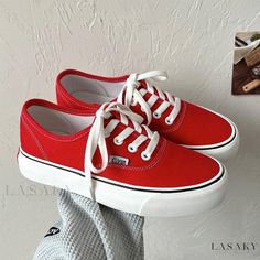 Lasaky - Simple yet Elegant Red Sandals Red Slip-on Canvas Shoes For Spring, Trendy Red Sneakers For Spring, Casual Red Sneakers For Spring, Comfortable Red Canvas Shoes With Round Toe, Red Closed Toe Sneakers For Spring, Red Lace-up Canvas Shoes For Summer, Trendy Red Summer Sneakers, Trendy Red Sneakers For Summer, Trendy Red Canvas Shoes For Spring