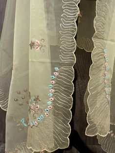 Beautiful light yellow dupatta with gota and embroidery motifs. Beige Dupatta For Diwali, Beige Anarkali Dupatta With Gota Work, Cream Traditional Wear With Sheer Dupatta For Festivals, Festive Pista Green Dupatta With Gota Work, Anarkali Cream Dupatta With Gota Work, Anarkali Style Cream Dupatta With Gota Work, Elegant Yellow Dupatta With Chikankari Embroidery, Yellow Dupatta With Chikankari Embroidery For Party, Yellow Chikankari Embroidery Dupatta For Party