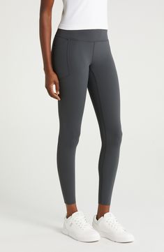 These performance leggings feature a high waist for smoothing coverage and two side patch pockets to keep your essentials secure through your activities. Pull-on style Front patch pockets UPF 50+ sun protection 80% nylon, 20% polyester Machine wash, line dry Imported Workout Activewear With 5-inch Inseam And Side Pockets, Functional Full-length Tights With Pockets, Sporty Yoga Pants With Pockets And 5-inch Inseam, Activewear With Side Pockets For Sports, Athleisure Activewear With Pockets And 5-inch Inseam, Activewear With Side Pockets And 5-inch Inseam For Workout, Solid Leggings With Pockets And 4-way Stretch, Full Length Leggings With Pockets And 4-way Stretch, Full Length 4-way Stretch Leggings With Pockets