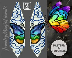 an image of a butterfly made out of beading and text that reads, pattern & tutor