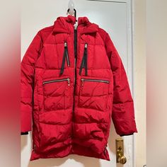 Fleece Lined Hoods. Down Jacket Red Puffer Jacket With Detachable Hood, Red Fleece Jacket, Boyfriend Coat, Plaid Wool Coat, Lamb Leather Jacket, Pea Coats Women, Military Style Jackets, Carhartt Jacket, Leather Shirt