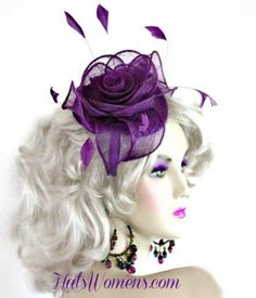 Bride Apparel, Special Occasion Hats, Purple Feathers, Mother Of The Bride Hats, Custom Made Hats, Wedding Hairband, Horse Races, Feather Headpiece, Bridal Fascinator