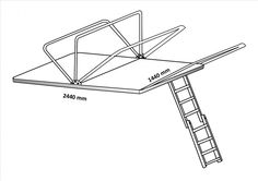 a drawing of a folding table with ladders attached to the top and bottom half