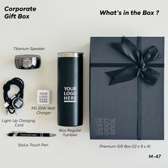 the contents of a corporate gift box are shown in this graphic above it is an image of what's in the box?