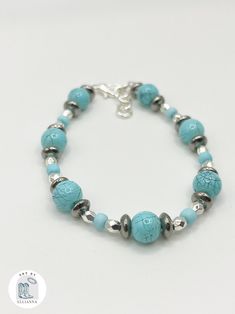 Turquoise Round Bead Bracelet, Western Jewelry, Jewelry Gift Idea - Etsy Elegant Nickel Free Turquoise Beaded Bracelets, Elegant Turquoise Beaded Bracelet With Silver Beads, Elegant Nickel-free Turquoise Beaded Bracelets, Elegant Turquoise Bracelets With Silver Beads, Adjustable Turquoise Crystal Bracelet With Silver Beads, Elegant Turquoise Beaded Metal Bracelets, Nickel-free Czech Glass Bracelets With Round Beads, Turquoise Beaded Bracelets With Czech Glass Gemstones, Turquoise Czech Glass Bracelets With Round Beads