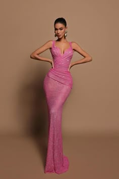 Fabric: Sequins; Silhouette: Sheath/Column; Neckline: V Neck; Hemline/Train: Floor-Length; Embellishment: Sequins; Sleeve: Sleeveless; Waist: Natural; Back Style: Zipper; Built-In Bra: Yes; Shown Color: Pink; Season: Spring; Summer; Fall; Winter; Prom Dress V Neck, Look Working Girl, Sequins Prom Dress, Prom Dresses 2024, Sequin Prom Dress, Prom Dresses Sleeveless, Perfect Prom Dress, Prom Dress Inspiration, Pink Sequin