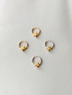 18K gold plated stainless steel, stainless steel. Star charm measures 9 mm x 9 mm. More earrings  https://www.etsy.com/shop/CornerByZ?ref=seller-platform-mcnav If you have any questions, please feel free to contact me. Hoop Earrings Gold, Huggie Hoop Earrings, Star Charms, Honolulu, Earrings Gold, Gold Earrings, Two Tone, 18k Gold, Gold Plate