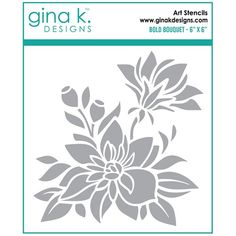 the crafter's workshop flower stencil is shown in grey and white