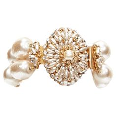 MIRIAM HASKELL baroque faux pearl chain statement cocktail bracelet Reference: ANWU/A00291 Brand: Miriam Haskell Material: Metal, Faux Pearl Color: Pearl, Gold Pattern: Barocco Closure: Push Clasp CONDITION: Condition: Very good, this item was pre-owned and is in very good condition. Please refer to image gallery for thorough condition check. Discoloration of metal parts. This Miriam Haskell item is authentic. Saint Laurent 2014, Cocktail Bracelet, Miriam Haskell, Gold Pattern, Pearl Chain, Pearl Color, Baroque Pearls, Chain Bracelet, Faux Pearl