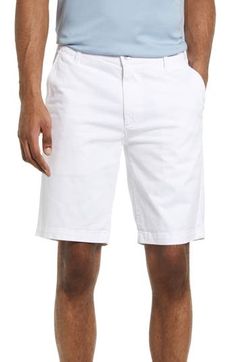 A comfy stretch-cotton blend brings all-day comfort to these closet-staple shorts with a slightly tapered leg opening and clean trouser look. 9 1/2" inseam; 19" leg opening; 9 1/2" front rise; 15 1/2" back rise (size 29) 97% cotton, 3% polyurethane Machine wash, tumble dry Imported Classic White Cotton Bermuda Shorts, White Relaxed Fit Cotton Bermuda Shorts, Fitted Cotton Shorts With Straight Hem, Classic Bermuda Shorts With 5-inch Inseam For Spring, Classic Cotton Shorts For Business Casual, Spring Cotton Bermuda Shorts For Business Casual, Classic Cotton Bermuda Shorts, Cotton Bermuda Shorts For Business Casual, Fitted Cotton Bermuda Shorts For Business Casual