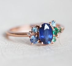 Engagement Ring Alexandrite, Unique Sapphire Rings, Royal Blue Sapphire Ring, Sapphire Cluster Ring, Gem Rings, Light Blue Sapphire, Saphir Ring, Handmade Jewelry Ring, Diamond Cluster Engagement Ring