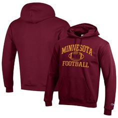 Layer up with an unquestionable showing of Minnesota Golden Gophers spirit in the form of this Football Icon hoodie from Champion. It features a Minnesota Golden Gophers wordmark and football graphic resting in between, leaving no doubt that you're see to see your squad take it to their opponents when it's go time. The front pouch pocket offers a classic look and convenient, small-item storage that makes this midweight pullover a strong choice at the first sign of cooler temperatures. Minnesota Golden Gophers, Football Icon, Small Item Storage, College Football, Classic Looks, Pocket Pouch, Minnesota, Pullover Hoodie, Pouch