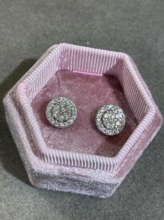 A fabulous round shaped pair of earrings with an enormous amount of look and sparkle! set with high quality round brilliant cut diamonds, total of 0.60 ct, in GH color and VS clarity set in 18K gold. Earring measures 0.342" L. x 0.342" W. (8.70mm x 8.70mm). Diamond Cluster Earrings, Marquise Cut Diamond, Oval Cut Diamond, Gold Earring, Eternity Band Diamond, Diamond Eternity, Cluster Earrings, Emerald Cut Diamonds, Diamond Cluster