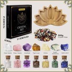 the crystal set includes seven different colors and sizes