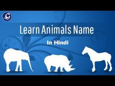 an elephant and rhino silhouettes with the words learn animals name in hindi