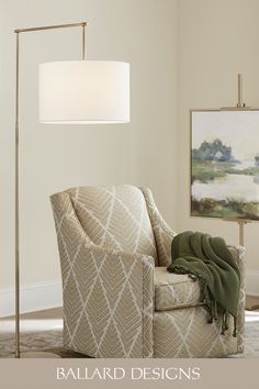 Photo of floor lamp in living room Sectional Floor Lamp, Big Living Room, Chic Lighting, Southern Pine, Entrance Gates, Living Room Sectional, Fashion Lighting, Drum Shade, Simple Lines