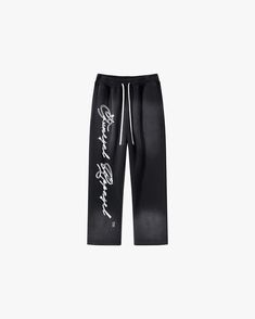 Experience the perfect blend of vintage style and modern comfort with our Washed Logo Sweatpants. These Y2K-inspired joggers feature a loose, wide-leg fit and are crafted from a durable blend of 52% cotton and 48% polyester. The washed black color offers a unique, worn-in look. With an elastic waist for a secure and comfortable fit, these heavyweight sweatpants are ideal for both casual wear and lounging. Product Description: - 52% Cotton / 48% Polyester- Drawstring Closure- Flare Bottom- Garmen Trendy Wide-leg Cotton Joggers, Trendy Cotton Bottoms With Letter Print, Casual Sweatpants With Letter Print For Streetwear, Casual Letter Print Sweatpants For Streetwear, Athleisure Wide-leg Sweatpants For Streetwear, Letter Print Sweatpants For Streetwear, Hip Hop Style Letter Print Bottoms For Loungewear, Hip Hop Style Loungewear Bottoms With Letter Print, Hip Hop Letter Print Loungewear Bottoms