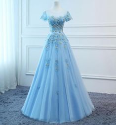 Evening Dresses Foral Tulle Dress Women Formal Bride Gown, Blue Evening Dresses, Wardrobe Tips, Outfits Chic, Rainbow Dress, Party Gown, Bride Gowns, Nice Style, Women Formals