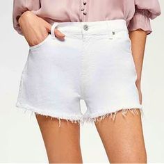 A Summer Staple ! Cut Off Shorts In Whit Rag Hem. Stretchy And Comfortable. Approximate Measurements: Waist 13 1/2” Rise 9 1/2” Inseam 2 1/2” Without Fray 33 Denim Designer Premium Frayed Casual Summer Vacation Travel Essential Mid-rise Solid Shorts With Built-in Liner, Stretch Mid-rise White Jean Shorts, White Stretch Mid-rise Jean Shorts, White Mid-rise Jean Shorts With Built-in Shorts, White High Waist Shorts With Frayed Hem, White High-waisted Shorts With Frayed Hem, White Stretch Cutoff Jean Shorts, High Waist White Bottoms With Frayed Hem, White Bottoms With Frayed Hem And Short Length