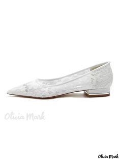 Olivia Mark - Lace Bridal Flats for Women - Elegant and Stylish Footwear for Weddings Spring Wedding Lace Shoes, Elegant Lace Wedding Shoes, Elegant White Bridal Accessories For Wedding Night, White Lace Wedding Shoes For Formal Occasions, Formal Lace Bridal Accessories, Elegant Wedding Shoes With Lace Work, Elegant Bridal Accessories With Lace Work For Ceremony, Elegant Lace Bridal Accessories For Formal Occasions, Elegant Lace Bridal Accessories For Wedding