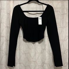 Black, Long Sleeve Corset Crop Top. Brand New With Tags. Very Good Quality. Fitted Casual Long Sleeve Scoop Neck Top, Long Sleeve Corset, Navy Crop Top, Floral Halter Top, White Crop Tank, Corset Crop Top, Beige Top, Crop Top Tees, Crop Top And Shorts