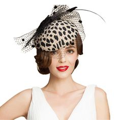 PRICES MAY VARY. This fascinator which is not big enough to cover the whole of your head.Perfect for the elegant, extravagant and modern looking. Superb hat with a veil , with an unusual form of lines give the elegance and eccentricity to your outfit. Quality Australia wool felt base fascinator with black mesh gauze and feather,luxury leopard print black and white,elastic band to fix with a metal clamps. ,one size suitable all. Perfect For Wedding ,christmas Halloween , Tee Party , Photo Prop ,c Pillbox Hat With Veil, Fascinator Hats Wedding, Hat With Veil, Dressy Hats, Red Fascinator, Vintage Veils, Black Fascinator, Womens Fedora, Hats Women