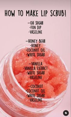 Make Lip Scrub, Lip Scrub Recipe, Lip Scrub Diy, Diy Skin Care Recipes, Lip Scrubs, Basic Skin Care Routine, Diy Body Care, Diy Scrub, Perfect Skin Care Routine