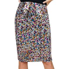 Make a bold statement with Anna-Kaci Women's Sparkly Sequins Cocktail Midi Skirt, adding dazzling sparkle to your wardrobe. This dressy skirt features all-over shimmering sequins in a midi pencil silhouette, ensuring you stand out in every room you enter. Trendy Pencil Skirt Bottoms For Party, Trendy Party Pencil Mini Skirt, Trendy Pencil Skirt For Party, Multicolor Sequined Party Bottoms, Multicolor Sequined Bottoms For Party Season, Multicolor Sequined Party Skirt, Multicolor Sequin Skirt For Party, Multicolor Sequin Skirt For Party Season, Glamorous Multicolor Sequined Bottoms