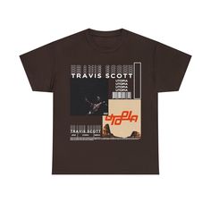 a brown t - shirt with an advertisement for travis scott's album on it