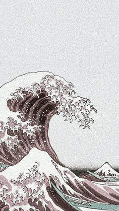 a drawing of a large wave in the ocean