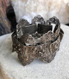 Beautiful Art Nouveau Sterling Silver Filigree Ornate Vintage Bracelet Amazing craftsmanship Victorian Etched Cuff Bracelet, Ornate Adjustable Cuff Bracelet With Intricate Design, Adjustable Ornate Cuff Bracelet With Intricate Design, Wedding Filigree Adjustable Bracelets, Adjustable Filigree Bracelets For Wedding, Victorian Style Ceremonial Cuff Bracelet With Intricate Design, Victorian Cuff Bracelet With Intricate Design For Ceremonial, Victorian Cuff Bracelet With Intricate Design For Ceremonial Occasions, Victorian Cuff Bracelet With Intricate Design For Formal Events