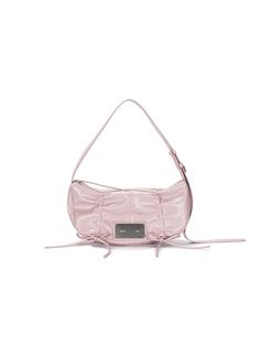 The lovely shoulder bag in pink color by Matin Kim. Featuring the shirring with ribbon detail that gives unique mood, and the rounded shape of the bag elevated the practicality and minimal mood. The squared metal hardware is also accentuated. Pair with various outfits to elevate your unique and kitsch outfits. - Belt and loops of the handle that can adjust the length- Rounded shape and minimal size of the bag- Silver metal hardware with ‘Matin Kim’ engraving- Shirring and ribbon detail that gives lovely mood- Zipper closure detail Matin Kim Bag, Chic Pink Baguette Bag For Spring, Chic Pink Baguette Bag With Adjustable Strap, Chic Pink Baguette Bag With Detachable Strap, Modern Pink Baguette Bag, Chic Pink Baguette Bag With Detachable Handle, Pink Mini Bag, Shoulder Bag Aesthetic, Y2k Bags