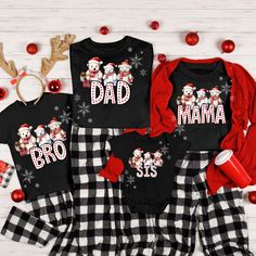 **Note your items will be printed on white and PJ Bottoms not included.  These are not intended to be used as Pajamas. Capture those picture-perfect Holiday Christmas moments with our Matching Family Christmas Shirts! These  Personalized Christmas Family T-Shirts, are designed to make your Christmas Family photos unforgettable.   You'll have an adorable  look that's both fun and festive with our  Custom Christmas Shirts With Name. WHY YOU"LL LOVE IT: This classic unisex jersey short sleeve tee f Family Matching Graphic Print Tops For Winter, Red Christmas Top For Family Occasions, White Custom Print Christmas Tops, White Christmas Tops With Custom Print, Holiday Cotton Tops With Character Print, Holiday Cotton Top With Character Print, Family Matching Christmas T-shirt With Letter Print, Family Matching Christmas Cotton T-shirt, White Top With Custom Print For Holidays