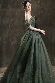 Prom Dress Green, Tulle Long Prom Dress, Green Princess, Green Formal Dresses, Green Evening Dress, Long Formal Gowns, Green Tulle, Tulle Evening Dress, Floor Length Prom Dresses