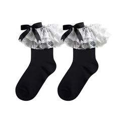 𝒜𝒷ℴ𝓊𝓉: Material: Cotton ♡ 𝓈𝒾𝓏𝒾𝓃ℊ ♡ One Size Cute Black Cotton Socks, Cute Black Socks For Spring, Cute Black Spring Socks, Cute Black Stretch Socks, Cute Stretch Black Socks, Socks Coquette, Y2k Socks, Socks Y2k, Aesthetic Socks