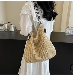 In Stock Fast Shipping From Los Angeles Make a statement with fashion forward accessories like this Elena Handbags straw tote! Show off your chic side with a bag that's perfect for all occasions. Crafted with a fashionable woven straw, this stylish shoulder bag is sure to be a head-turner! Size: 26cm wide x 34cm tall (10in x 13in) Designer Style ID: 8328 Large Fashion Straw Woven Tote Bag, Vintage Vibes, Summer Bag, Everyday Shoulder Bag, Beach Bag Trendy Vacation Shoulder Bag With Single Strap, Casual Handwoven Bags For Spring, Trendy Straw Shoulder Bag For Daily Use, Casual Summer Bucket Bag With Single Shoulder Strap, Chic Beige Basket Shoulder Bag, Trendy Large Capacity Straw Bag For Day Out, Trendy Large Capacity Beach Bag For Spring, Casual Jute Bucket Bag For Spring, Casual Spring Jute Bucket Bag