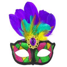 PRICES MAY VARY. ✨[Carnival Feather Mask]:Purple, green and yellow feathers, matched with shiny sequins of the same color. The middle of the mask is inlaid with purple gems, and the three-color sequin tassels on both sides will make you full of mystery, gorgeous and dazzling. 🎭[Exquisite Design]:Mardi Gras Feather Mask combines complex and exquisite design with high-quality materials to make our feather masquerade mask look more beautiful between purple and green decorations. Stand out with our Green Themed Costume Accessories For Themed Events, Mardi Gras Fantasy Eye Mask Costume Accessory, Themed Masquerade Mask For Carnival Party, Mardi Gras Mask For Themed Events, Fantasy Costume For Costume Party In Purple, Multicolor Halloween Costume Party Costumes, Fantasy Purple Costume For Costume Party, Purple Fantasy Costume For Halloween, Themed Masquerade Mask For Carnival