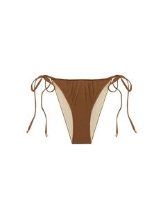 Peony Swimwear Ruched String Bikini Bottom Maple - brown Nylon Swimwear With Tie-back And Tie-side Bottom, Nylon Tie-back Swimwear With Tie-side Bottom, Nylon Swimwear With Side Ties For Swimming, Nylon Stretch Swimwear With Side Ties, Stretch Nylon Swimwear With Side Ties, Nylon Tie-side Bottom Swimwear For Sunbathing, Nylon Tie-side Bottom Swimwear For Beachwear, Elegant Tie-side Swimwear For Beach Season, Ruched Tie-side Swimwear For Sunbathing