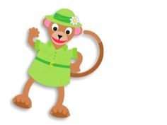 a cartoon monkey wearing a green dress and hat