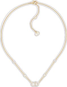 Luxury White Chain Necklace With Adjustable Chain, Luxury White Clavicle Chain Necklace, White Luxury Necklace With Delicate Chain, Luxury White Necklace With Delicate Chain, Luxury White Necklace With Gold Chain, Luxury Adjustable Pearl Chain Necklace, White Crystals, Metal Chain, Gold Finish