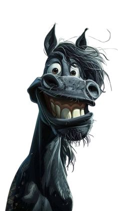 a cartoon horse that is smiling for the camera