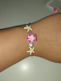 Handmade Bracelets Hibiscus Bracelet, Bohemian Flower-shaped Beaded Bracelets For Beach, Red Flower-shaped Handmade Bracelets, Pink Adjustable Flower-shaped Beaded Bracelets, Pink Flower-shaped Adjustable Crystal Bracelet, Hibiscus, Handmade Bracelets, Jewelry Bracelets, Beauty Book