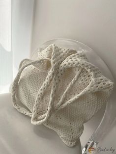 BirdinBag - Polyester Vacation Crochet Bag with Hollow Out Design Cream Knitted Bag For Summer, Cream Knitted Bag For Everyday Use, Cream Knitted Summer Bag, Cream Knitted Bag, Cream Knitted Everyday Bag, White Knitted Tote Shoulder Bag, Everyday White Knitted Shoulder Bag, Casual White Knitted Shoulder Bag, White Crochet Bag For Daily Use