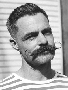 Retro Style Mens Mustache, Moustache Style, Men Facial, Handlebar Mustache, Mustache Styles, Men's Facial Hair, Men With Grey Hair, Mustache Men, Mens Facial Hair Styles