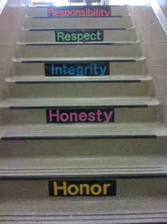 the steps are labeled with words that say respect, honesty, respect, respect and respect