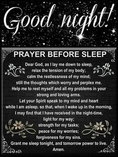 a poem that says, good night prayer before sleep