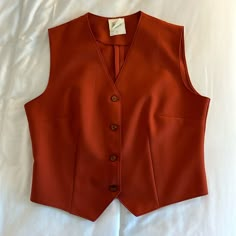 Burnt Orange Women’s Vest With 4 Buttons And Darts For The Perfect Fit. Size 14. Perfect For Fall! Never Worn - Perfect Condition! White Rabbit Costume, White Rabbit Costumes, Patagonia Fleece Vest, Tweed Blazer Women, Knit Tweed, Rabbit Costume, Christmas Vest, Brown Puffer, Velvet Vest