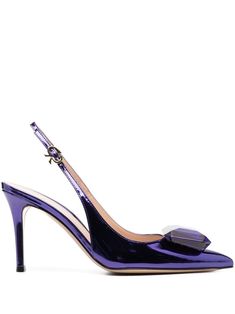 Purple Slingback Pumps With Heel Strap For Evening, Purple High Heel Slingback Pumps For Formal Occasions, Purple Slingback Heels For Formal Occasions, Chic Purple Slingback Pumps For Formal Occasions, Purple Heel Strap Slingback Pumps For Evening, Chic Purple Heels For Gala, Chic Purple Slingback Pumps For Formal Events, Purple Heels With Buckle Closure For Formal Occasion, Purple Slingback Pumps With Heel Strap For Party