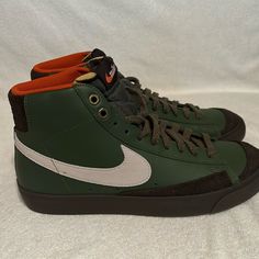 Nike Blazer Very Comfortable Nike Best Shoes. Size 10.5 Sold Out Item. Nike Retro Leather Skate Shoes, Retro Nike Leather Skate Shoes, Vintage Nike Sneakers With Boost Midsole, Vintage Nike Sneakers With Boost Technology, Green Leather Skate Shoes With Rubber Waffle Outsoles, Retro Nike High-top Sneakers With Round Toe, Vintage Skate Shoes With Speckled Midsole For Sports, Vintage Leather High-top Sneakers With White Sole, Nike Retro Lace-up Skate Shoes